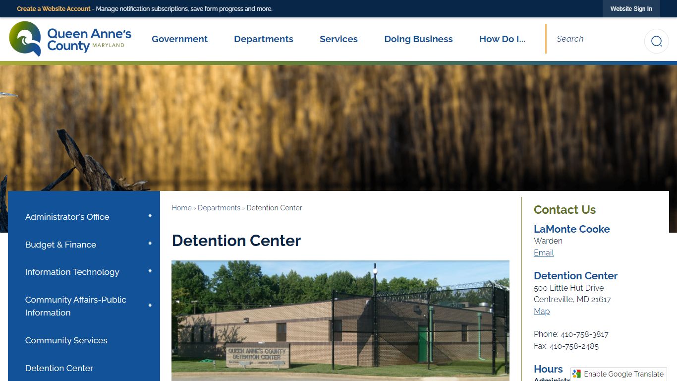 Detention Center | Queen Anne's County, MD - Official Website