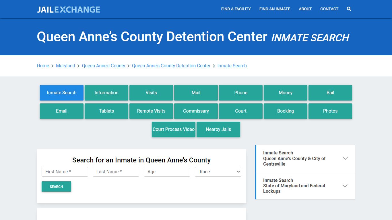 Queen Anne’s County Detention Center Inmate Search - Jail Exchange